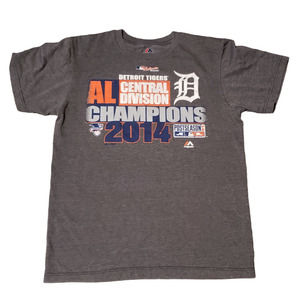 Detroit Tigers Central Division T-Shirt - Triple Peak - Grey - SZ MED - 2014